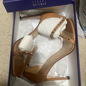 Stuart Weitzman   high heels women shoes gold studs new